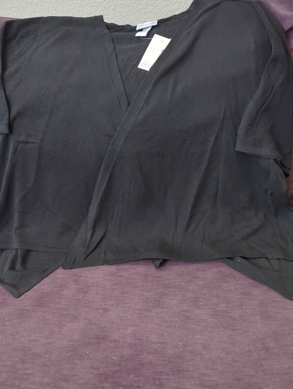 Catherines Black Short Sleeve Wrap-Style Sweater